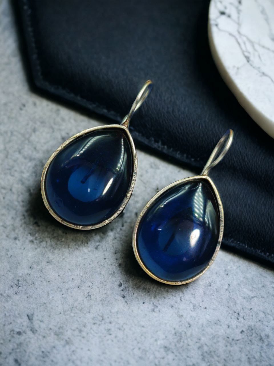 Silver Look Like Stone Hook Earring