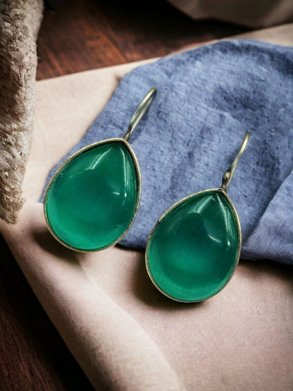 Silver Look Like Stone Hook Earring