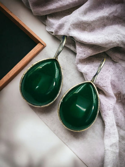Silver Look Like Stone Hook Earring