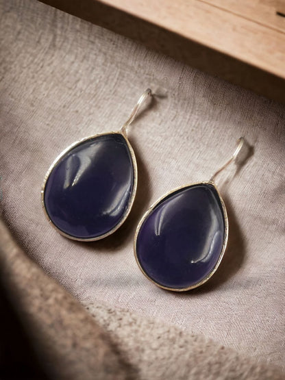 Silver Look Like Stone Hook Earring