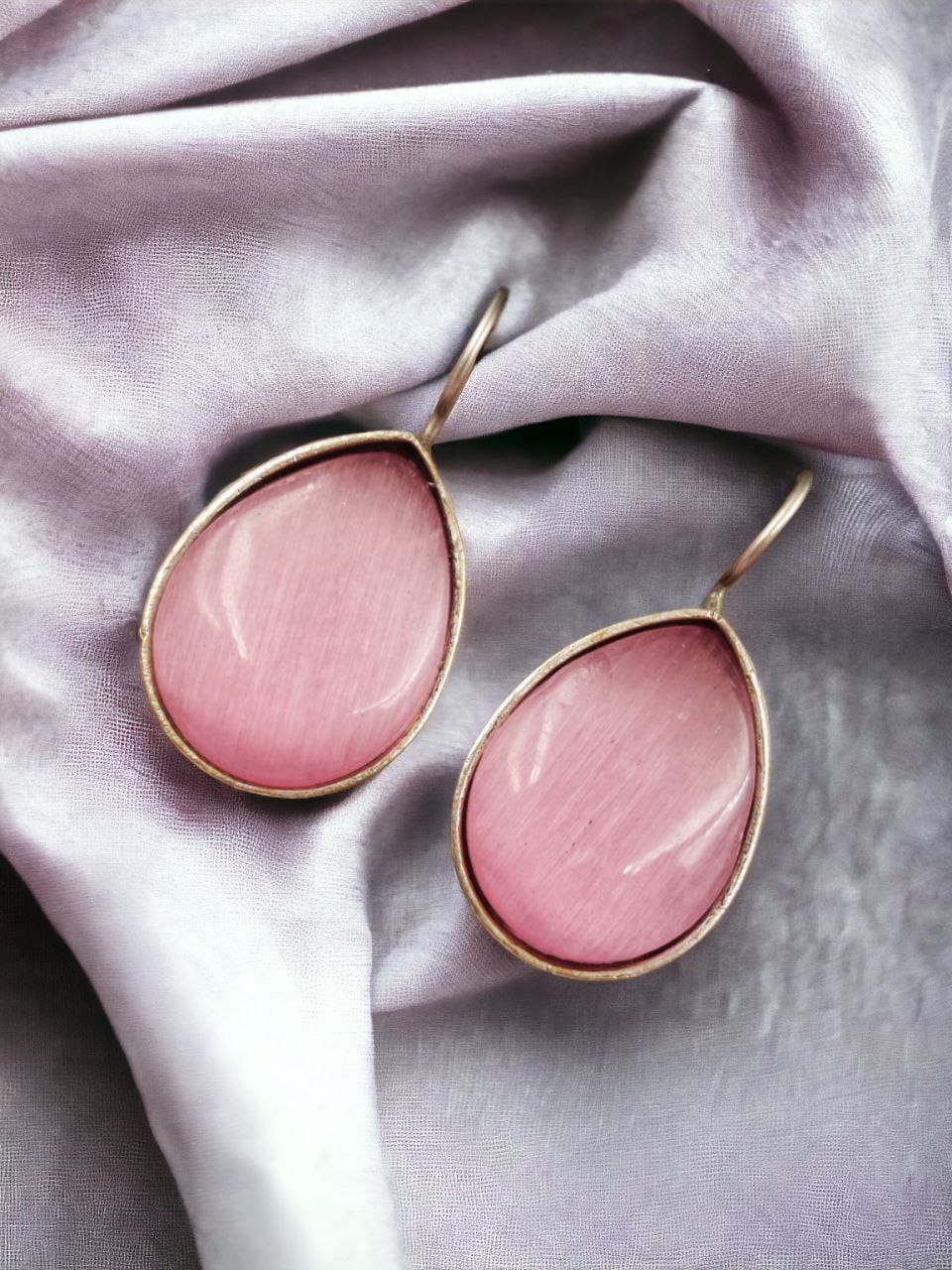 Silver Look Like Stone Hook Earring