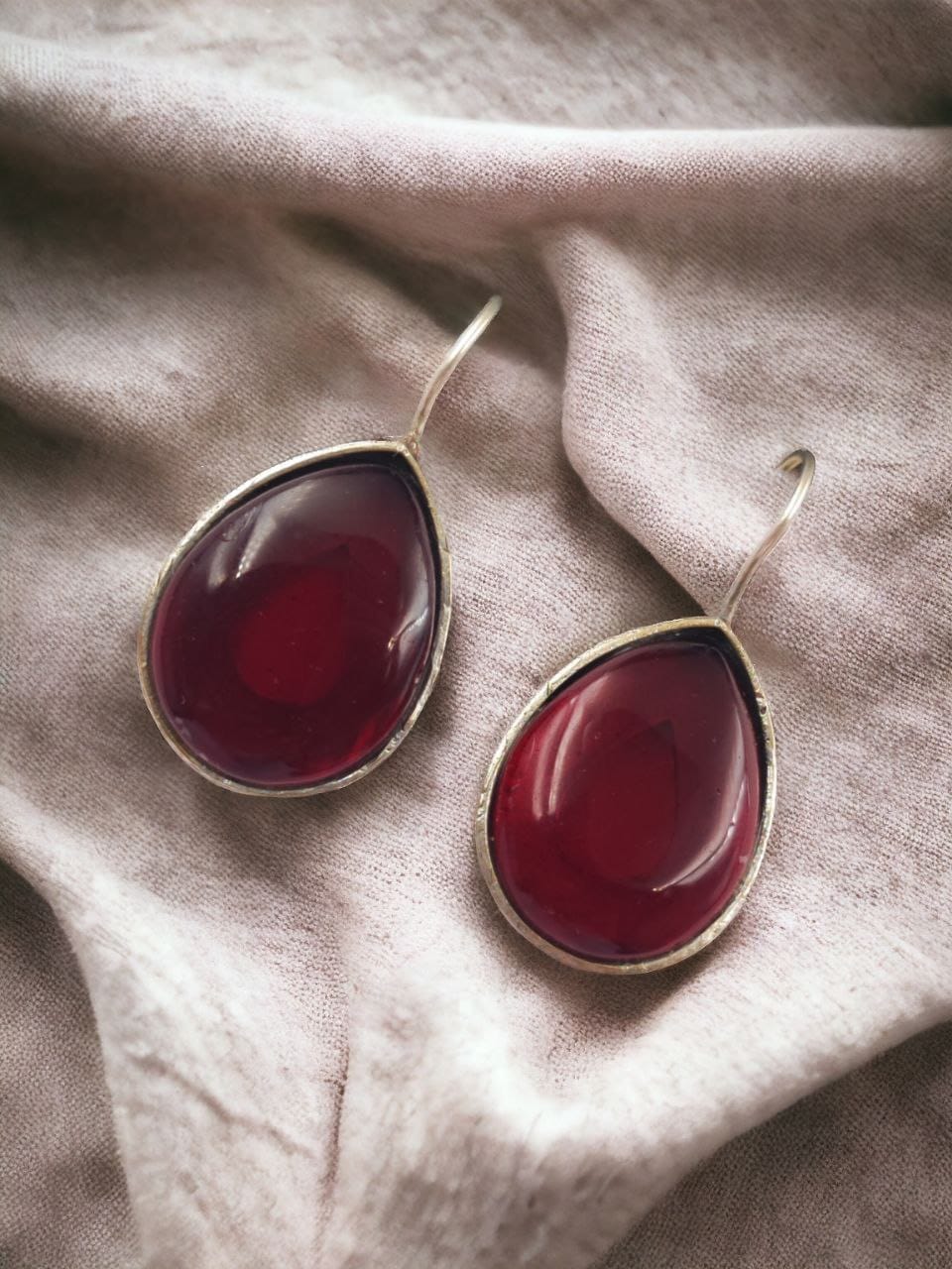 Silver Look Like Stone Hook Earring