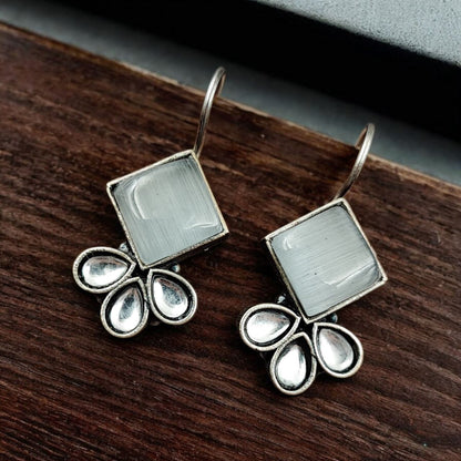 Iconic Look Daily-wear Hook Style Stone Earrings